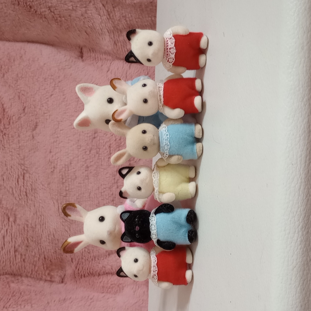 Calico critters (bunnies and cats)